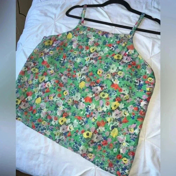 Maeve By Anthropologie Green Floral Quinn Textured Cami Blouse SIZE 12 - Picture 4 of 12